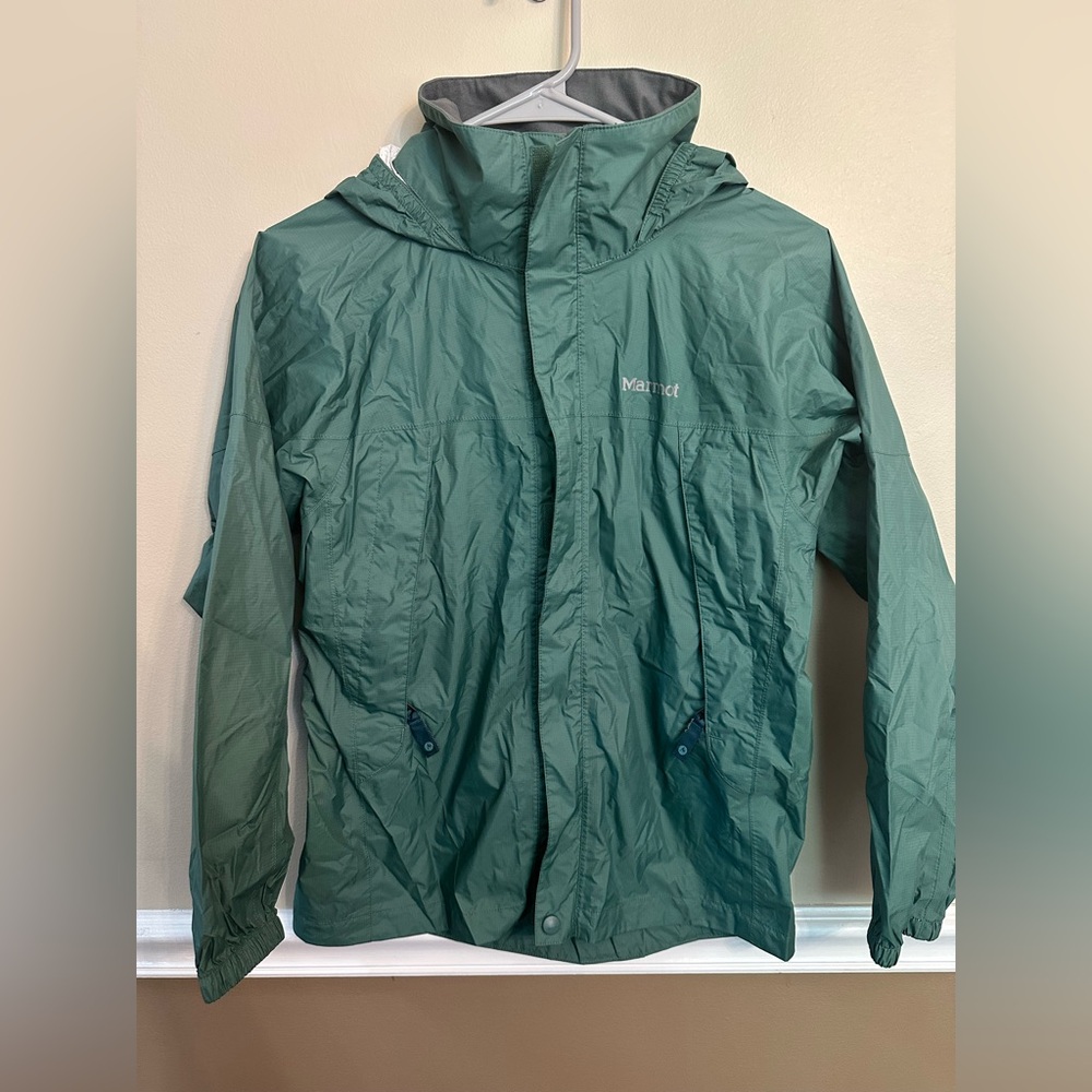 Kids Marmot Green Outdoor Rain Jacket